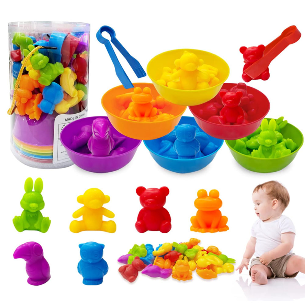 Montessori Shelf Toy - Counting & Sorting Animal Toys for