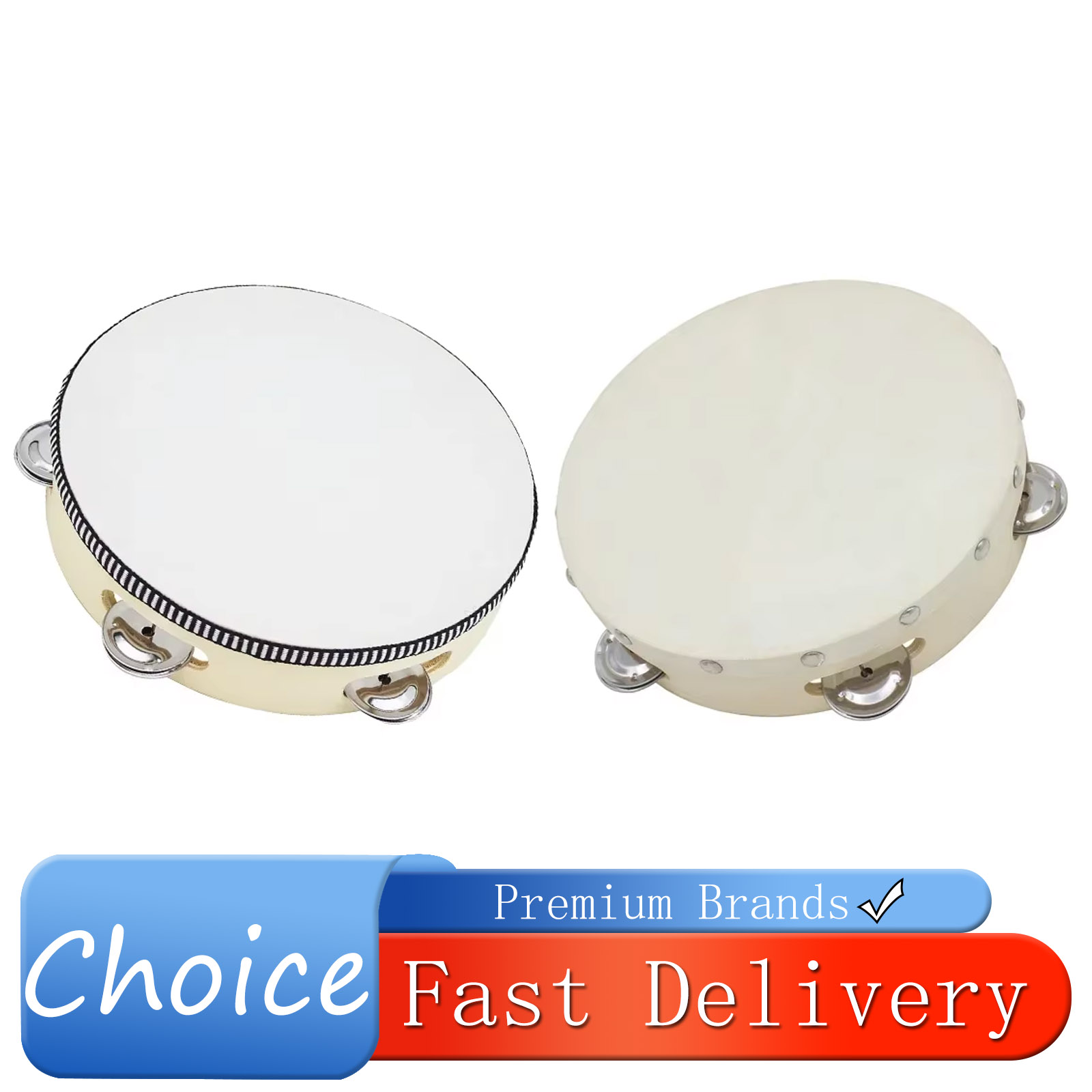 Kids Education Bell - 8-inch Tambourine Drum Hand-Operated Bell Drums