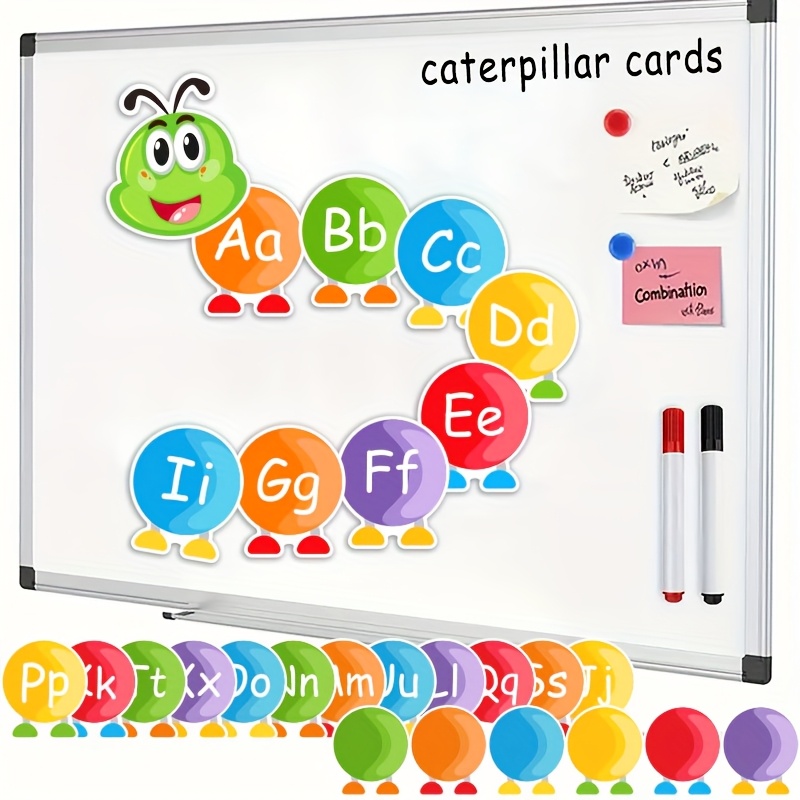 Sight Word Game - 13/33Pcs Alphabet Flash Cards, Caterpillar Design,
