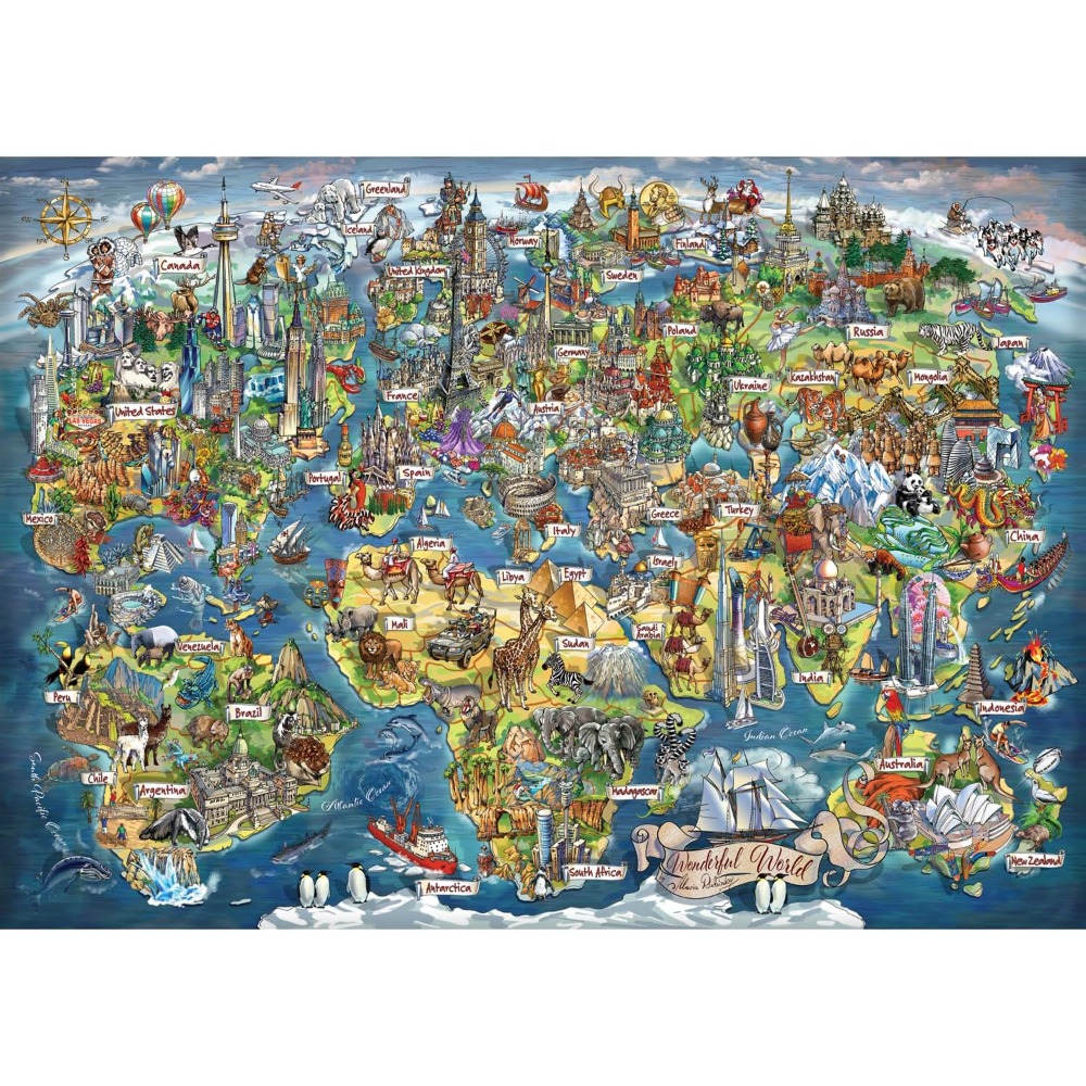 500/1000/1200/2000Pcs Jigsaw P - огляд і ціна Puzzle Map World