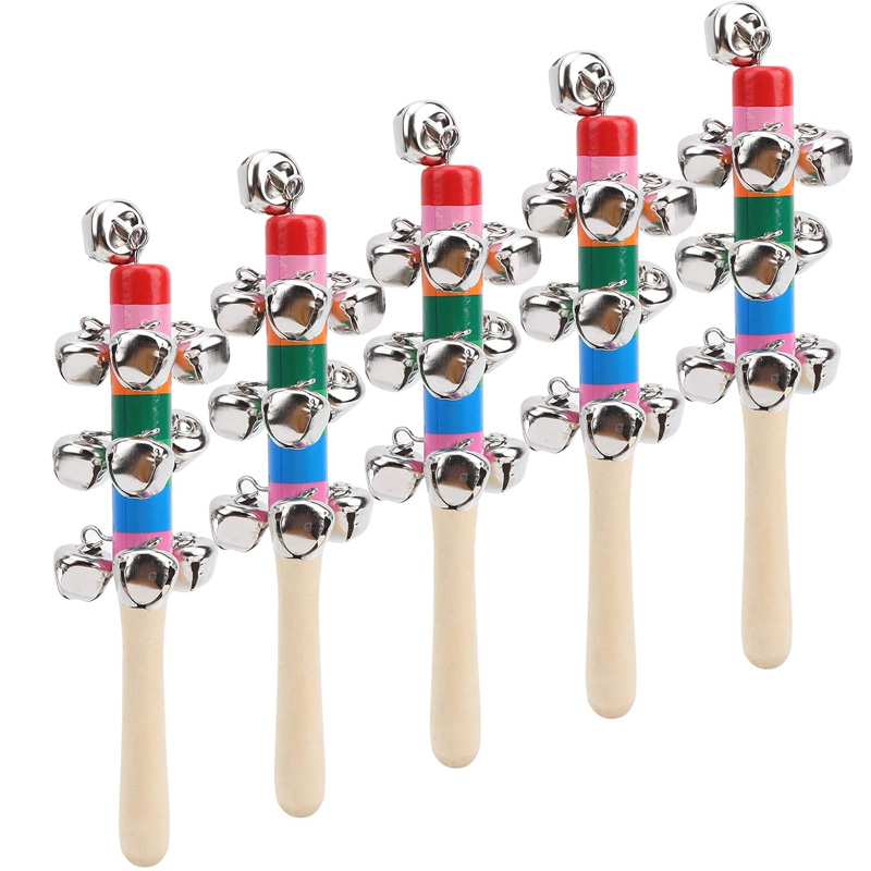 5PCS Wooden Jingle Hand Bells  - огляд і ціна Kids Education Bell