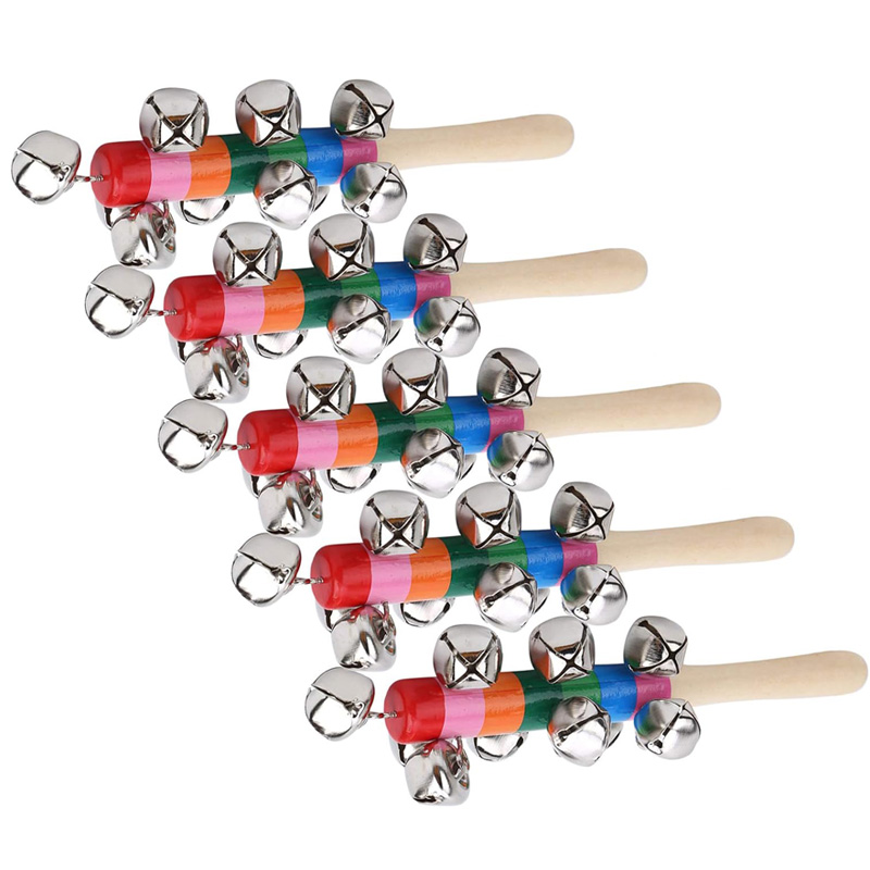 5PCS Wooden Jingle Hand Bells  - огляд і ціна Kids Education Bell