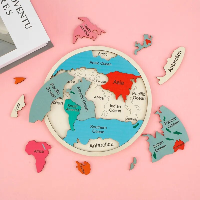 Wooden Colored World Map Puzzl - огляд і ціна Puzzle Map World