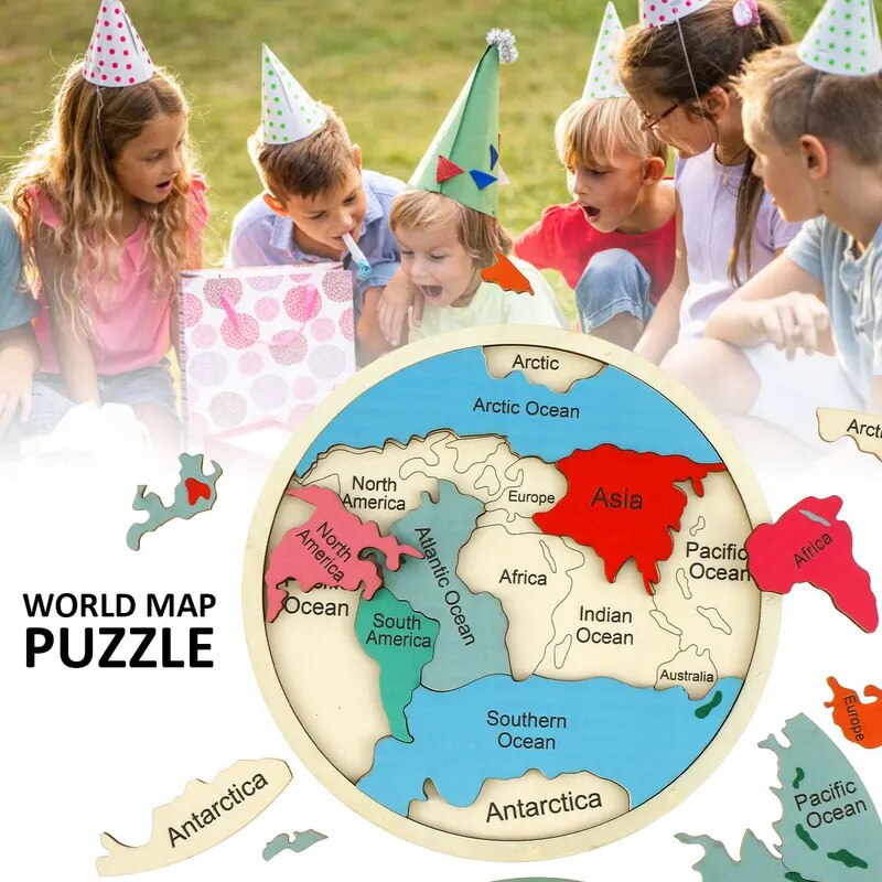 Wooden Colored World Map Puzzl - огляд і ціна Puzzle Map World