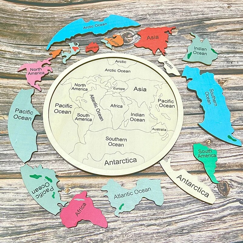 Wooden Colored World Map Puzzl - огляд і ціна Puzzle Map World