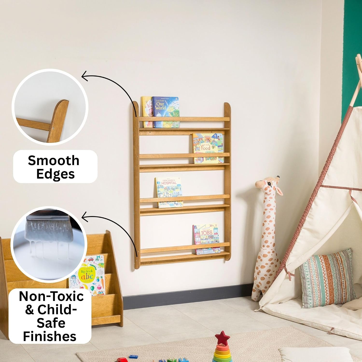 Montessori Wall Bookshelf Todd - огляд і ціна Montessori Shelf Toy