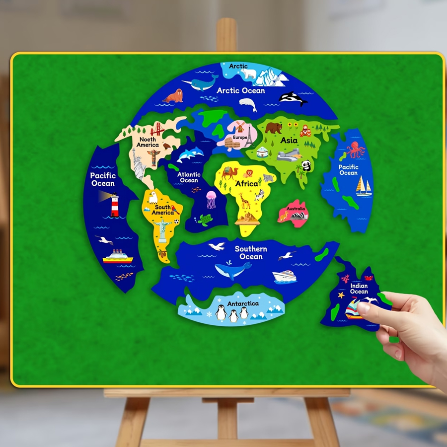 Kids World Map Felt Puzzle, In - огляд і ціна Puzzle Map World